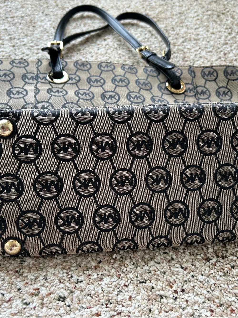 Michael Kors Brown Logo Canvas Tote with Brown Handles